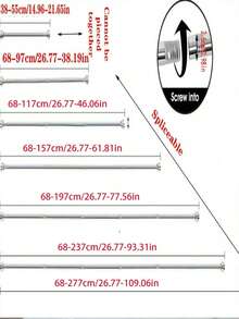 1pc Extra Long Stainless Steel Telescopic Shower Curtain Rod, Curtain Rod, Door Curtain Rod, Closet Rod, Tension Rod, Clothes Hanging Rod, Pull Curtain Rod, Window Curtain Rod, Closet Hanging Rod, Extendable Rod, Laundry Drying Rod, Hanging Rod Bracket, Kitchen Utensil Storage Rod, Black Room Divider, Spring Curtain Rod, Spring Shower Curtain Rod, No Drilling Required, Adjustable Bathroom Partition Spring Rod - A-11 - View 14