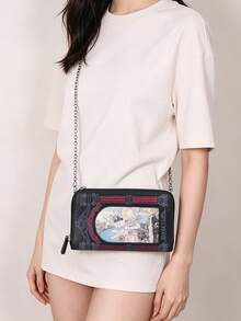Dompet Panjang Wanita Modis Retro Lucu Motif Kelinci 2026, Dompet Clutch dengan Ilustrasi Bordir dan Resleting, Dompet Gaya Feminin dengan Banyak Slot Kartu dan Rantai, Dompet Panjang Selempang Satu Bahu, PU - MultiWarna - View 4