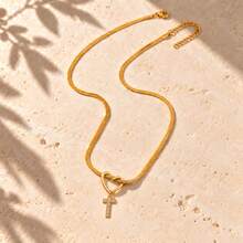 Initial Charm Gold Plated Letter Necklace For Women Men With Infinity Heart Loop And Cubic Zirconia Snake Chain - Yellow Gold - View 19