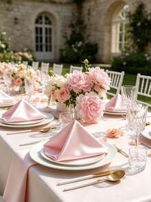 1/6/12/24/48pcs Satin Napkins 10 Colors Available, Silky Shiny Table Napkins, Durable Fabric Dinner Napkins For Wedding Banquet Party Hotel Table Decor, Foldable Cloth Napkins For Table Setting - Pink - View 3