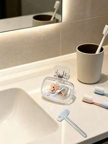 4-Color Cute Angel Tooth Pattern Toothbrush Holder, Suitable For Various Sizes Of Toothbrushes, With Ventilation Holes To Keep Toothbrush Heads Clean And Dry. Transparent Dust-Proof Toothbrush Cover With Tooth Pattern, Suitable For Women And Girls Travel Toothbrush Protection Cover, Portable Hygienic Toothbrush Cover, Bathroom Aesthetic Cute Bathroom Accessory, Travel, Daily Use, Transparent Clip-On Toothbrush Protection Cover, Suitable For Home And Travel Use, Family Gift, Back To School Season, Back To School Gift - Multicolor - View 8