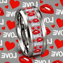 Lips Heart-Shaped 304 Stainless Steel Ring For Valentine's Day, Daily Wear, Anniversary Commemoration, Comfortable, Durable, Non Fading, Anti Allergic - Stainless Steel Ring - View 7