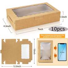 20pcs/10pcs/1pc Square Pastry Gift Boxes With Transparent Window, 7*4.3*1.5 Inches, Brown Bread Snack Boxes, Premium Gift Boxes Suitable For Packaging Desserts, Donuts, Pies, Candies, Cakes, Muffins And Macarons - Brown - View 7