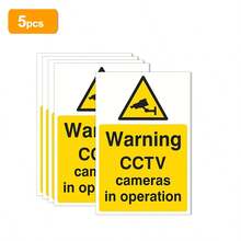 Gvanvilo 5pcs Surveillance Warning Stickers, Size 3.94x5.51 Inches, Yellow Background Eye-Catching Warning Pattern, Self-Adhesive Easy Application, Suitable For Storefronts, Courtyard Walls, Warehouse Entrances, Ideal For Shop Owners And Homeowners, Provides Security Reminder, Christmas Gift New Year Gift Birthday Gift - 5-piece Set - View 6