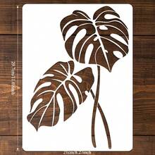 Large Monstera Leaf Pattern Template, Reusable, Tropical Rainforest Plant Monstera Texture Painting Template, Easy-To-Clean PET Material Template, Suitable For Artistic Painting - 11.7 Inches X 8.3 Inches Template - A - View 1
