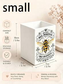 1pc "BEE POSITIVE" Multi-Function Storage Organizer - Cutlery Holder, Desktop Organizer (Suitable For Storing Cutlery, Straws, Tea Bags, Pens, Remote Controls); Plastic Material, Compact And Space-Saving, Suitable For Kitchen, Office, Living Room (Please Check Size Before Ordering) - Multicolor - View 12