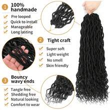 14/18/24 Inch Goddess Locs Crochet Hair, Pre-Looped River Locs With Curly Ends, Bohemian Faux Locs, 1-6 Packs Synthetic Crochet Braids With Installation Tools, Halloween Gift - Multicolor - View 3