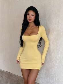 Autumn Dresses,Sexy Backless Long-Sleeved Mini Skirts,Yellow Dresses,Suitable For Birthdays,Cocktail Parties,Parties,Weddings,And Dates,Halloween - Yellow - View 7