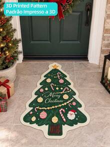 DAJIANG 1pc Christmas Tree Print Rug, Kitchen Mat, Hallway Runner, Area Rug For Bathroom, Kitchen, Hallway, Bedroom, Living Room, Bedside, Machine Washable, Easy To Clean, Entryway Mat, Non-Slip Backing, Bedroom Decor - Multicolor - View 7