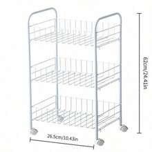 4 Tier Rolling Storage Cart, Top Board + Mesh Baskets With Universal Wheels, Mobile Organizer For Kitchen Living Room Study Snacks Books Sundries - Random Color - View 9