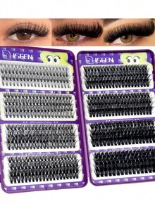 ISEEN 616pcs D Curl Mixed 8 Styles False Eyelashes Set, DIY Eyelash Extension Tool Kit, Soft & Comfortable, Includes Adhesive, Sealing Glue, Remover And Tweezers, Fine Soft Daily Cluster Lashes, Suitable For Convenient Quick DIY Eyelash Makeup At Home, For Personal Use - Multicolor - View 2