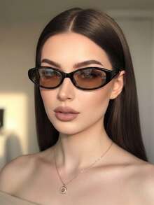 1 Pair Women's Black Cat Eye Retro Personalized Outfit Solid Color Street Style Vacation Fashion Glasses - Black - View 1