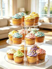 3-6 Tier Acrylic Round Cupcake Stand Transparent Cupcake Display Rack Dessert Pastry Display Stand Suitable For...Party, Wedding, Birthday Banquet - Clear - View 6
