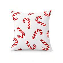 2pcs Candy Cane Christmas Pillow Cases, Red And White Holiday Throw Pillow Covers, Single-Sided Print, Pillow Insert Not Included - Multicolor - View 6