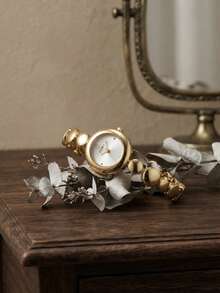 1pc Golden Disc Bracelet-Style Ladies Quartz Watch - Vintage Style, Suitable For Daily Wearing And Gift Giving - White - View 6