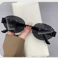 1PC Women's Casual Versatile Oval Fashion Glasses - Multicolor - View 1