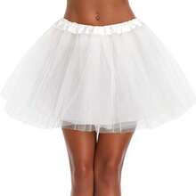 1pc White Girls Ballet Half Body Mesh Short Crinoline Tutu Skirt, For Dance Performance And Dress Matching - White - View 6