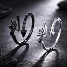 Caiyao Angel Wing Rings With Adjustable Open Band - Punk Devil Wings, Bypass Band, Promise Rings For Men, Women - Multicolor - View 4