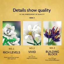 Multiple Styles Artificial Flower Bouquet Building Blocks, Home Decor Ornament, Creative Gift For Mother's Day, Birthday, Christmas & Valentine's Day - Model - View 4