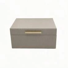 1 Set Honeycomb Pattern PU Jewelry Box With Lid, Large Capacity Jewelry Box, Modern Home Jewelry Storage Box, Room Decor Box, Elegant Faux Leather Storage Box, Modern Jewelry Storage Box With Gold Clasp, Suitable For Vanity And Home Decor - White - View 8