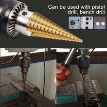 3pcs Drill Bits + 1 Storage Bag, Titanium Coated High Speed Steel Step Drill Bit Set, Suitable For Wood And Metal - Multi-Functional Efficient, Tool Accessories; Hex Shank Manual Repair Tools, Suitable For Handcrafts, Factory, Work Operations, DIY - A - View 2