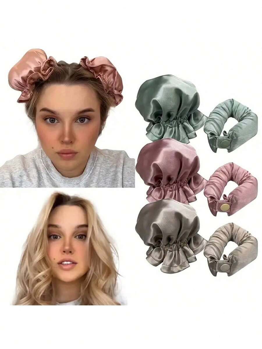 2pcs/Set Heatless Curling Rod Big Wave Sleep Slouchy Person Hair Curler Set (1 Roller + 1 Coat) - Multicolor - View 1