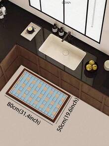 1pc Geometric Grid Patchwork Diatomaceous Earth Kitchen Mat, 3.5mm Thick, Cuttable, Luxury Absorbent Cushioning, Suitable For Kitchen Carpet, Bathroom Mat, Outdoor Garden Decor And Multiple Scenarios - Multicolor - View 16