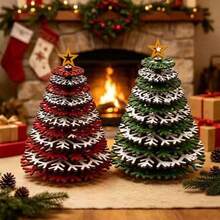 Wooden 3D Christmas Tree Decoration DIY 3D Snowflake Wooden Craft Handmade Christmas Hanging Ornament Desktop Christmas Tree Decor Holiday Snowflake And Leaf Accessories - Multicolor - View 3