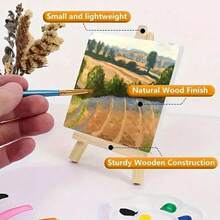 1/3-Piece Wooden Easel Frame, Wedding Table Card Holder, Photo Display Stand, Handmade Painting Artist Supplies, Home Decoration, Natural Wood Legs Display Stand, Conference And Wedding Table Card Holder, Painting And Craft Wooden Display Stand, Mini Easel, Multi-Functional Painting Display Stand, Triangular Phone Stand, Desktop Decorative Display Stand. - Wood Color - View 9