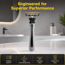 3-Blade Men's Disposable Manual Razor, Gift Set With 36 Replacement Heads, Ideal For Travel And Daily Grooming - ZS3C-gray-1H36B - View 4