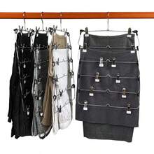 2/1pc White 4-Tier Foldable Clothes Hanger With Clips, Space-Saving Closet Storage Rack, Multi-Layer Metal Pants Rack For Skirts And Pants, Seamless Non-Slip Organizer For Multiple Underwear, Shorts, Skirts - Multicolor - View 4