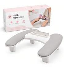Multi-Functional U-Shape Nail Hand Rest, Dual-Zone Arm Support Cushion With Built-In Phone Stand & Tool Organizer, Ergonomic Manicure Pillow For Professional Salon & Home Manicure - Multicolor - View 13