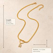 Initial Charm Gold Plated Letter Necklace For Women Men With Infinity Heart Loop And Cubic Zirconia Snake Chain - Yellow Gold - View 4