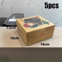 5pcs/Pack 4-Grid/6-Grid Large Capacity Transparent Window Visible Built-In Paper Tray & Card Slot Thick Sturdy Kraft Paper Christmas Baking Dessert Gift Packaging Box Rich Holiday Atmosphere Brown Rectangular Large Window Style Christmas New Year Party Home Gathering Store Dessert Takeout Corporate Gift Box Donut Cupcake Pastry Packaging - Multicolor - View 7