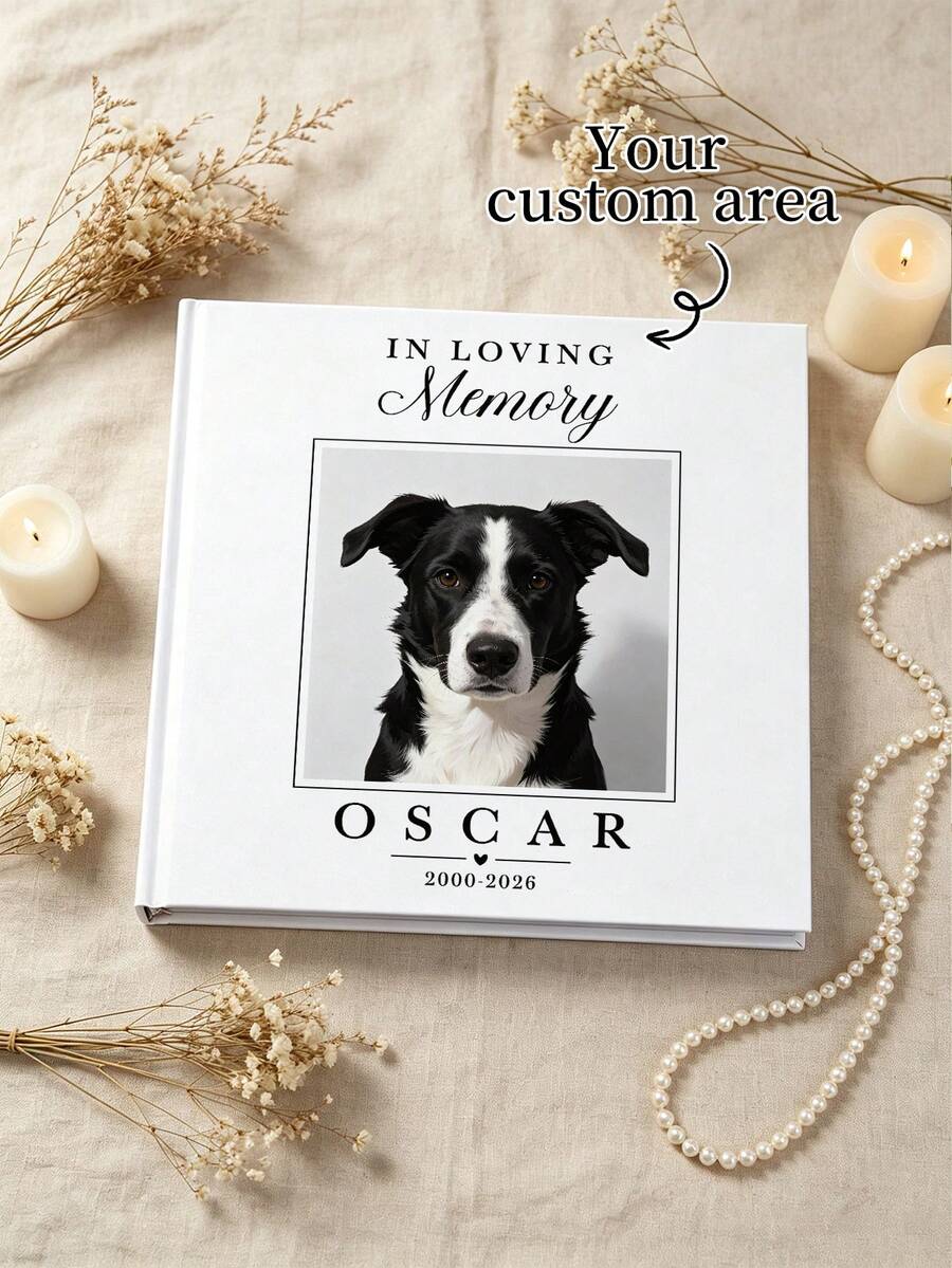 Personalized Dog Memorial Pet Loss Album, Hardcover Memory Book Keepsake, Pet Memorial Photo Album, Customized Memorial Album, Dog Memorial Photo Album, Pet Loss Memorial Gift - White - View 1