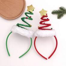1pc/New Christmas Tree Shaped Headband Adult Party Decoration Cute Christmas Tree Headband Hair Accessory - Multicolor - View 4