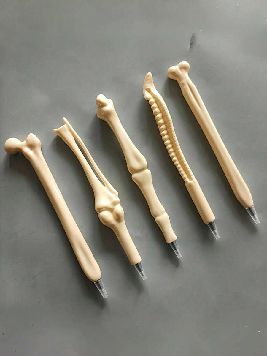 Bone-Shaped Ballpoint Pen, Oval Ergonomic Design, Medium Point Tip, Plastic Material, Retractable, Ideal Gift For Nurses And Doctors, Suitable For Office And Medical Notebook Writing, 1pc, Toy, Christmas Gift, Halloween, Christmas Stocking Filler, Gifts - Multicolor - View 1