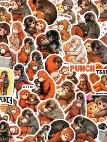 50 buah Stiker Punch Monkey untuk Skateboard, Casing Ponsel, Laptop, Kulkas, Koper, Pintu Kamar Tidur, Tablet, Buku Harian, Stiker Hadiah Belajar - Hitam - View 2