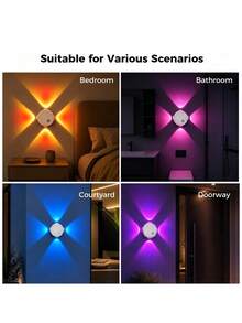 Multi-Color RGB Magnetic Wall Light, USB Rechargeable Motion Sensor LED Night Light, Multi-Light Synchronized Color Changing, Magnetic No-Drill Installation, Stairway Hallway Bedroom Ambient Decorative Lighting - One Size - View 7