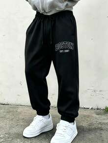 Impala UPTOO Pantalones Casuales Otoñales Hip Hop Hombre Festivo Mexicano, Envío Desde México, Estilo Loose Fit Streetwear Urbano, Prenda Cómoda para Climas Frescos y Estilo Juvenil Callejero - Negro - Ver 1