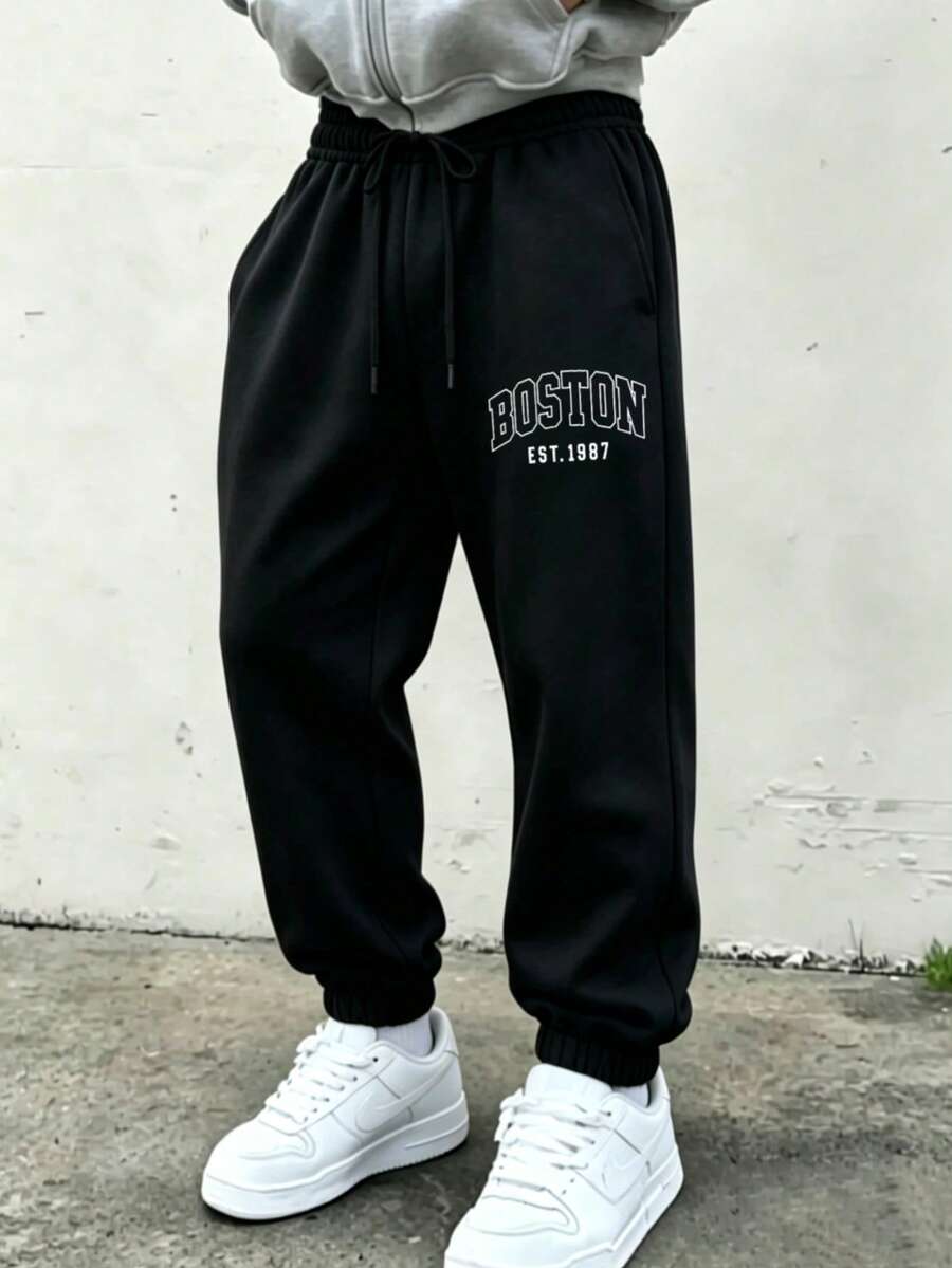 Impala UPTOO Pantalones Casuales Otoñales Hip Hop Hombre Festivo Mexicano, Envío Desde México, Estilo Loose Fit Streetwear Urbano, Prenda Cómoda para Climas Frescos y Estilo Juvenil Callejero - Negro - Ver 1