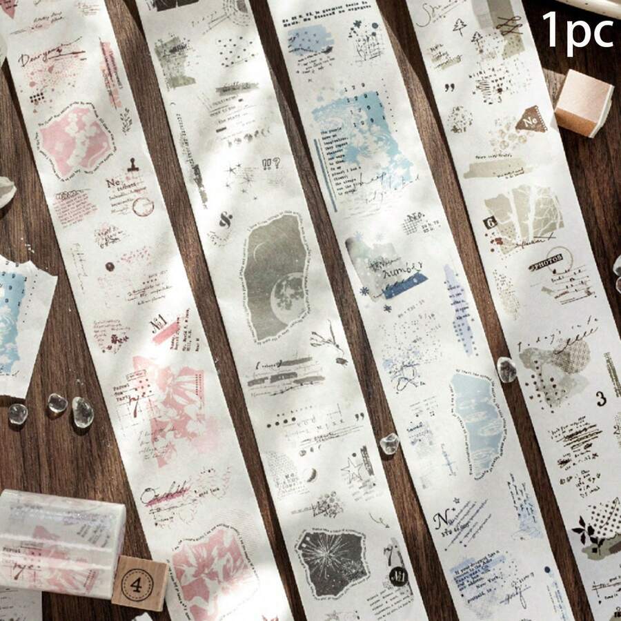 1pc Washi Tape From The Wind And Scenery Series, Minimalist Vintage Scrapbooking Background Decoration Collage Sticker - Multicolor - View 1