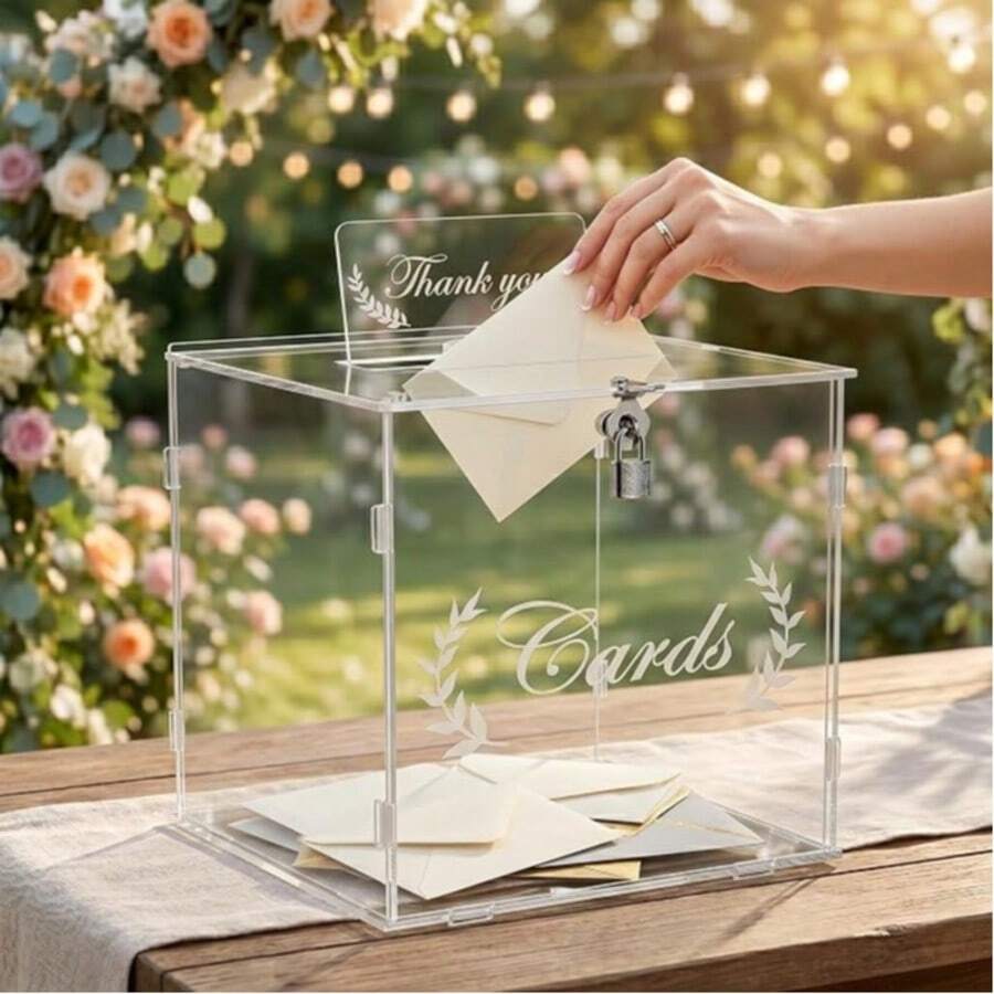 2D Flat Wedding Card Box, Elegant Envelope, Gift Card & Cash Gift Storage Box, Suitable For Graduation Events, Celebrations And Birthday Parties - A - View 1