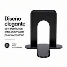 Black Iron Bookends With T-Shape Structure And Non-Slip Pads For Books Magazines And Binders - A - View 5