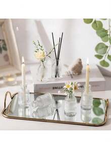 1/6/12pcs-Transparent Glass Mini Vase Set, Perfect For Flower Arrangement And Aromatherapy. Ideal For Halloween, Christmas, Wedding, Party And Other Holiday Decor. Can Be Placed In Patio, Living Room And Other Home Decor Spaces. - Decorative Vase - View 4