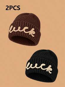 Women's Embroidered Knit Beanie, Soft Ribbed Winter Hat With Folded Brim, Warm Elastic Casual Cap, Suitable For Cold Weather, Outdoor Walking, Commuting, Travel, Daily Wear And Autumn/Winter Outfit Matching - Multicolor - View 13