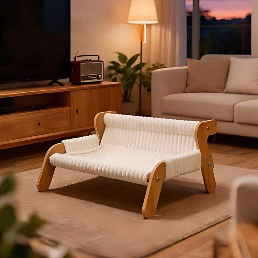 Sofá Hamaca para Gatos con Forma de Árbol para Gatos - Poste Rascador Grande Duradero y Sin Pelusa, Mueble para Mascotas 2 en 1 para Descanso y Rascado, Uso en Todas las Estaciones - Blanco - Ver 1