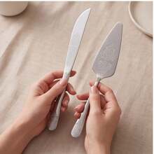 1/2pcs Vintage Embossed Silver Stainless Steel Cake Knife And Cake Tray Set, Includes 24.2cm Cake Mold And 23cm Pie Server, Thickened Rust-Resistant Dishwasher- Triangular Cake Slicer And Serving Utensils, Suitable For Weddings, Birthdays, Anniversaries, Parties And Dessert Baking - Silver - View 11