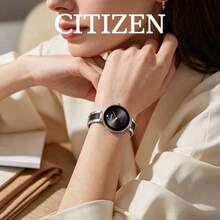 CITIZEN Women's -Drive Watch Polished Silver Round Case Gradient Black Dial Single Diamond Marker Two-Tone Metal Bangle Bracelet Minimal Chic Ladies Watch - Silver - View 3