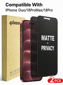 2 buah Pelindung Layar Matte Anti-Intip, Kompatibel dengan iPhone Duo/18ProMax/18Pro, Bahan Non-Kaca, Film Keramik Anti-Intip dan Anti-Silau, Anti-Sidik Jari, Kompatibel dengan Casing Ponsel, Kompatibel dengan 17 Pro Max/17 Air/16 Pro Max/16 Pro/16 Plus/16/15 Pro Max/14 Pro Max/13 Mini/12/11/XS Max/XR/8+/7 Plus - Hitam - View 1
